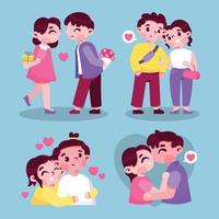 Lindo personaje de pareja de amor de San Valentín en pose diferente vector