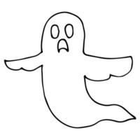 Cartoon doodle linear ghost isolated on white background. vector