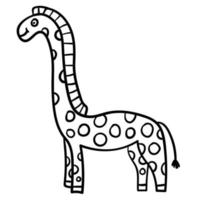Cartoon doodle linear giraffe isolated on white background. vector