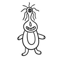 Cartoon doodle linear alien animal isolated on white background. vector