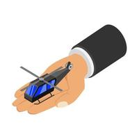 Helicopter in hand isometric vector