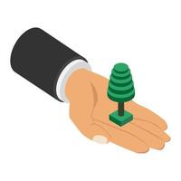 Tree in hand isometric vector