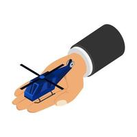 Helicopter in hand isometric vector