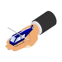 Helicopter in hand isometric vector