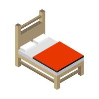 cama isométrica sobre un fondo blanco vector