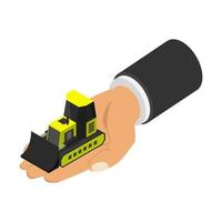 Excavator in hand isometric vector