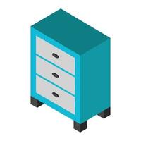 Isometric bedside table on a white background vector