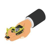 Excavator in hand isometric vector