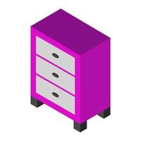 Isometric bedside table on a white background vector