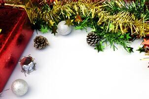 Christmas decoration on white backgrounds with space for text photo