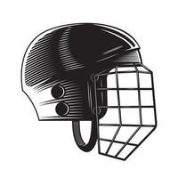 Ice Hockey design on white background. Hockey helmet Line art logos or icons. vector illustration.