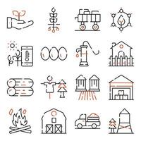 Pack of Farming Linear Icons vector