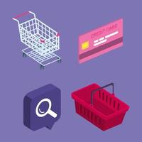 colección de iconos de compras en línea vector