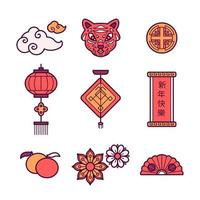 Year of Tiger Chinese New Year Icon Collection vector