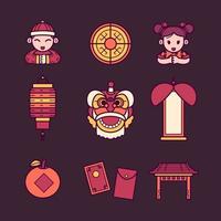 colección de iconos de gong xi fa cai vector