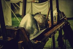 Ancient medieval helmets photo