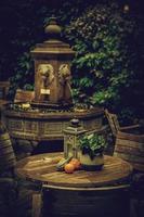 Garden table with pumpkins photo