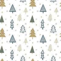 Lindo patrón sin costuras infantil de vacaciones de temporada de invierno con doodle de árbol de Navidad dibujado a mano minimalista. Hermoso diseño de fondo ingenuo para niños de año nuevo, estampado textil vector