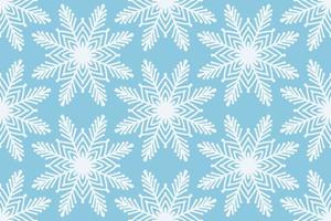 Cute winter season seamless pattern background with snowflake icon on bright blue. Geometric ornament print, Christmas, New Year textile design vector