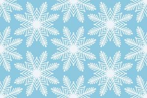 Cute winter season seamless pattern background with snowflake icon on bright blue. Geometric ornament print, Christmas, New Year textile design vector