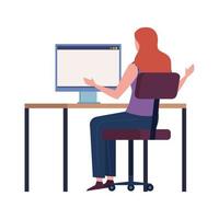 Woman with computer vector