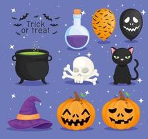 Trick or treat halloween symbol collection vector