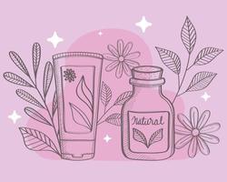 bottles of natural cosmetic vector