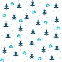 Winter Pattern with Christmas Trees and Gifts vector