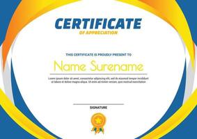 gradient modern certificate template elegant blue yellow vector