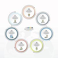 Basic circle infographic template with 7 steps. vector