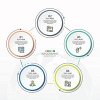 Basic circle infographic template with 5 steps. vector