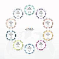 Basic circle infographic template with 10 steps. vector