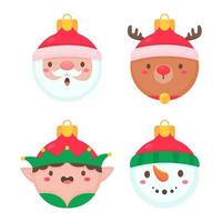 animal face christmas ball wearing a red woolen hat for decoration on Christmas vector