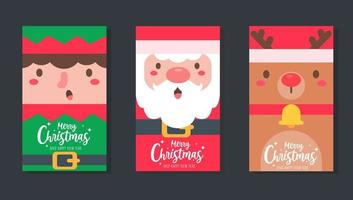 Christmas card. Santa Set Christmas Greeting Card Template. vector