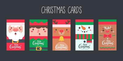 Christmas card. Santa Set Christmas Greeting Card Template. vector