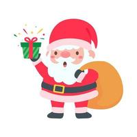 cartoon santa wearing red knitted hat for decorating Christmas greeting cards vector