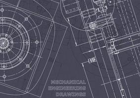 Blueprint. Vector engineering drawings. Mechanical instrument making