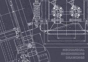 Blueprint. Vector engineering drawings. Mechanical instrument making