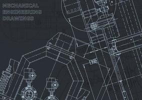 Blueprint. Vector engineering drawings. Mechanical instrument making