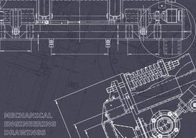 Blueprint. Vector engineering drawings. Mechanical instrument making