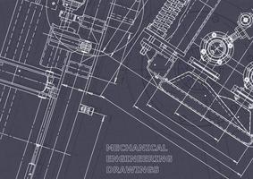 Blueprint. Vector engineering drawings. Mechanical instrument making