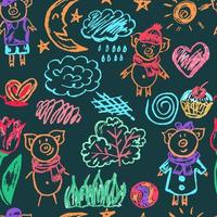 Cute children drawing. Doodle, outline. Scribble vector