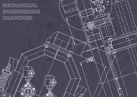 Plano. dibujos de ingeniería de vectores. fabricación de instrumentos mecánicos vector