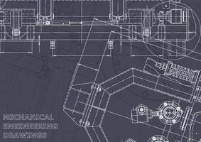 Blueprint. Vector engineering drawings. Mechanical instrument making