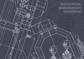 Blueprint. Vector engineering drawings. Mechanical instrument making