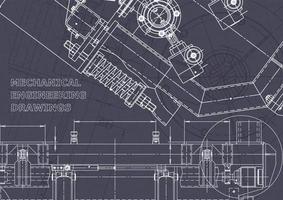 Plano. dibujos de ingeniería de vectores. fabricación de instrumentos mecánicos vector