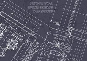 Blueprint. Vector engineering drawings. Mechanical instrument making