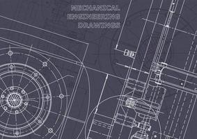 Blueprint. Vector engineering drawings. Mechanical instrument making