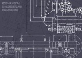Blueprint. Vector engineering drawings. Mechanical instrument making