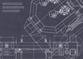 Blueprint. Vector engineering drawings. Mechanical instrument making